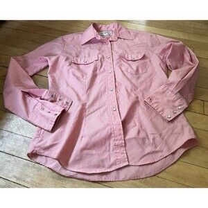 Vintage Sheplers Pearl Snap Shirt Women 12 Large Western Long Sleeve Cowboy Pink